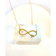 Κολιέ Σε Κίτρινο Χρυσό 9Κ - Άπειρο με αστεράκι και ζιργκόν (N258)